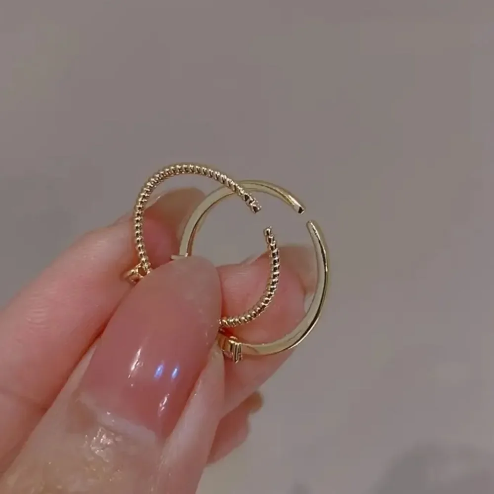 ✨️ 18k gold Plated Love Heart Open Ring 2pcs/Set Personality Design Ring